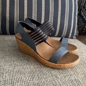 Blue Skechers wedges. Size 9